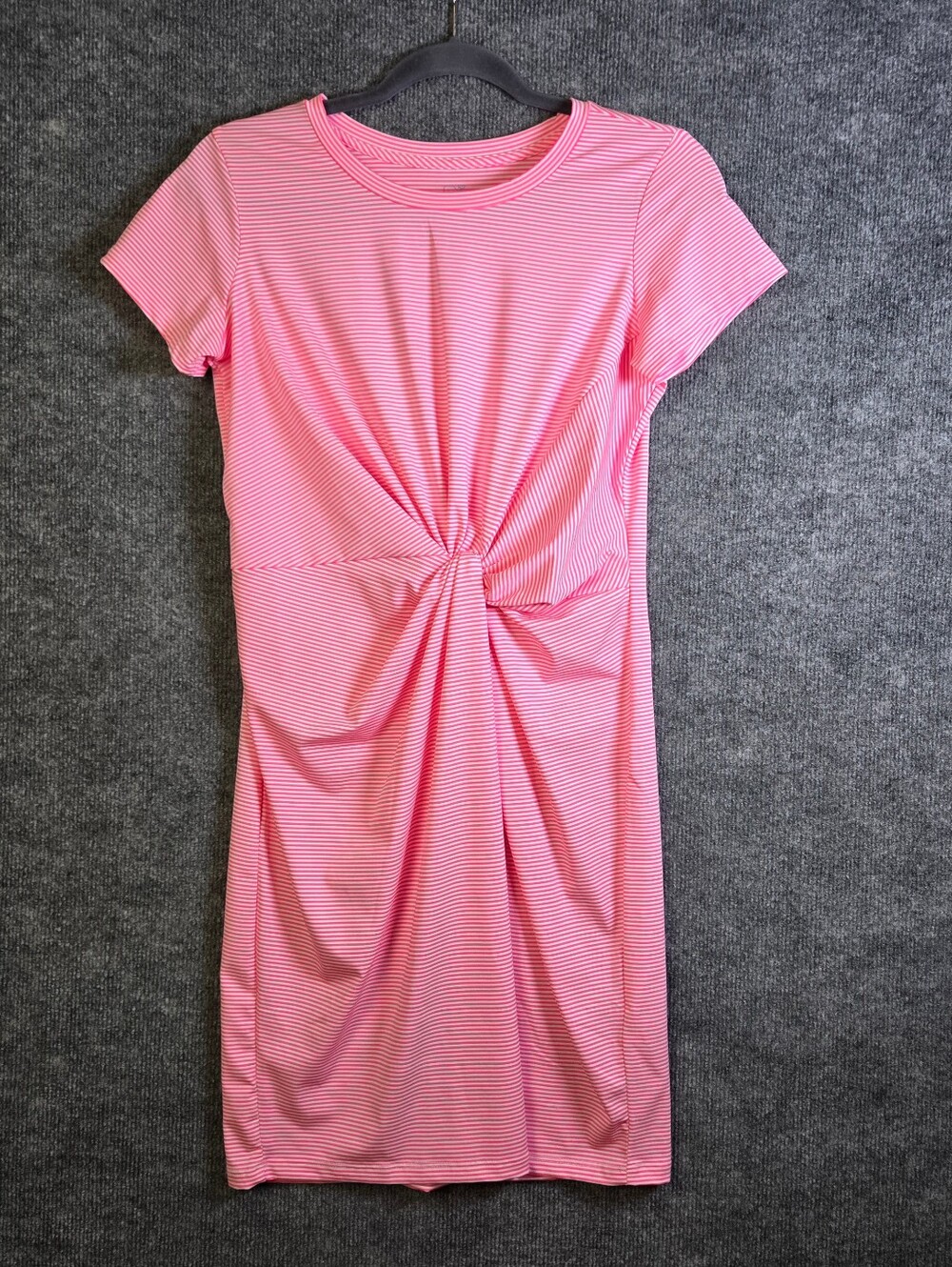 Vineyard Vines Dress Womens XS Pink Stripe Twist Front Knit Shift Preppy Beach